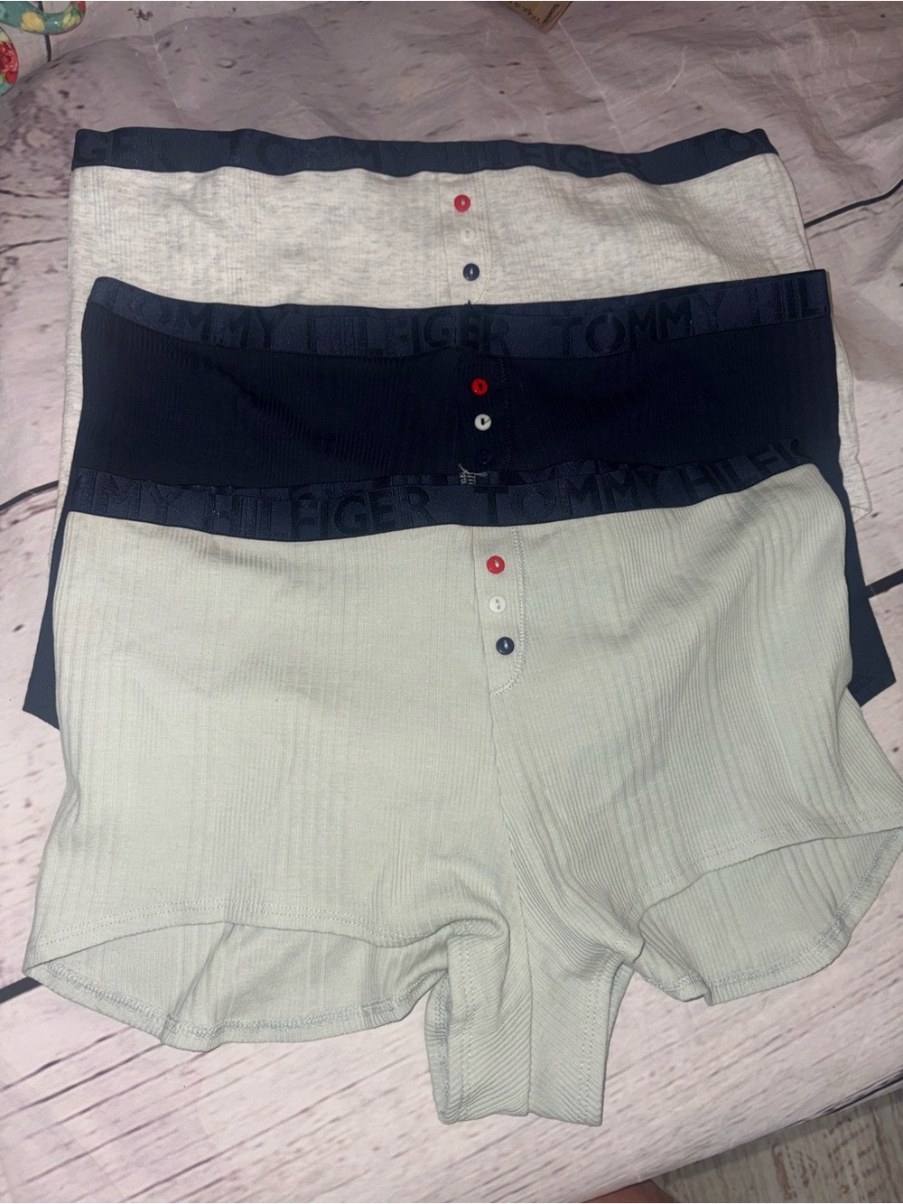 Tommy Hilfiger women’s  Ribbed boyshort - Navy & Light Gray LG